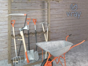 garden tools set lowpoly 3D Model