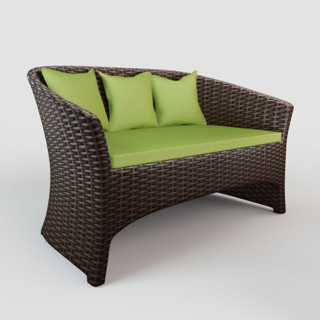 rattan bench s02 3D Модель .c4d .max .obj .3ds .fbx .stl .blend 