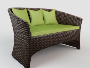 rattan bench s02 Modèle 3D