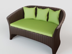 rattan bench s02 3D Модель