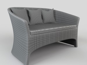 rattan bench s02 3D Модель
