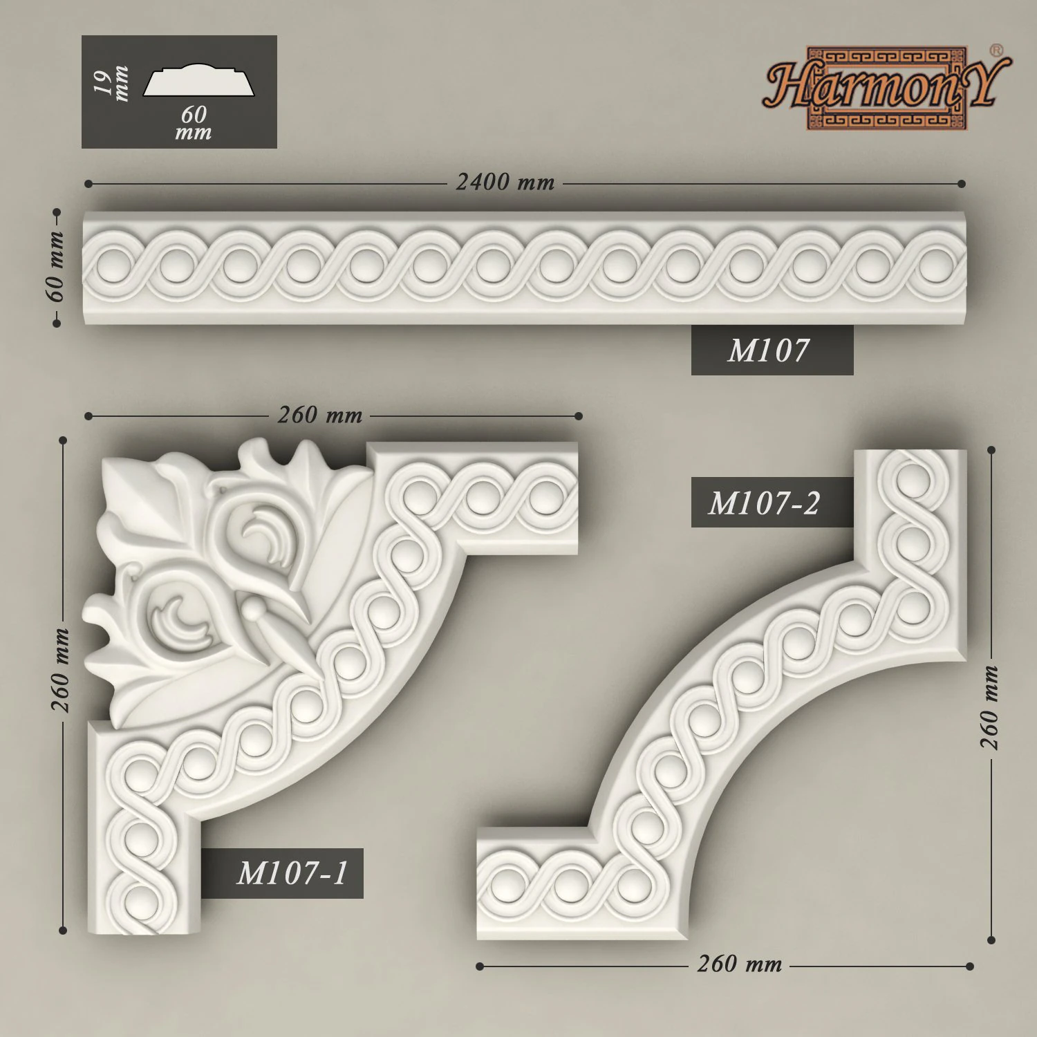 molding with corner elements harmony 3D Model .c4d .max .obj .3ds .fbx .stl .blend 