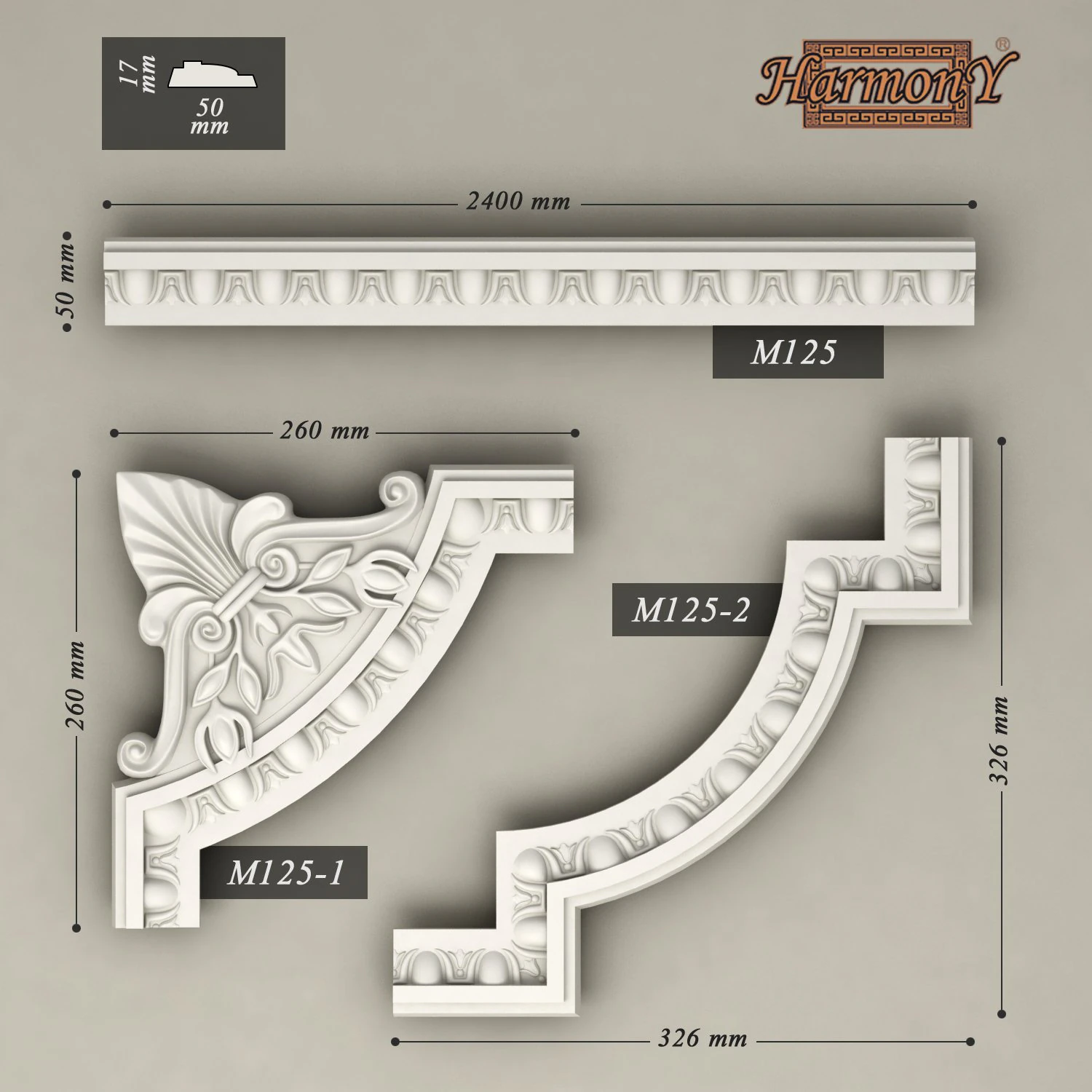 molding with corner elements harmony 3D Model .c4d .max .obj .3ds .fbx .stl .blend