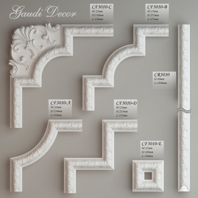 molding with corner elements gaudi decor 3D Модель .c4d .max .obj .3ds .fbx .stl .blend 
