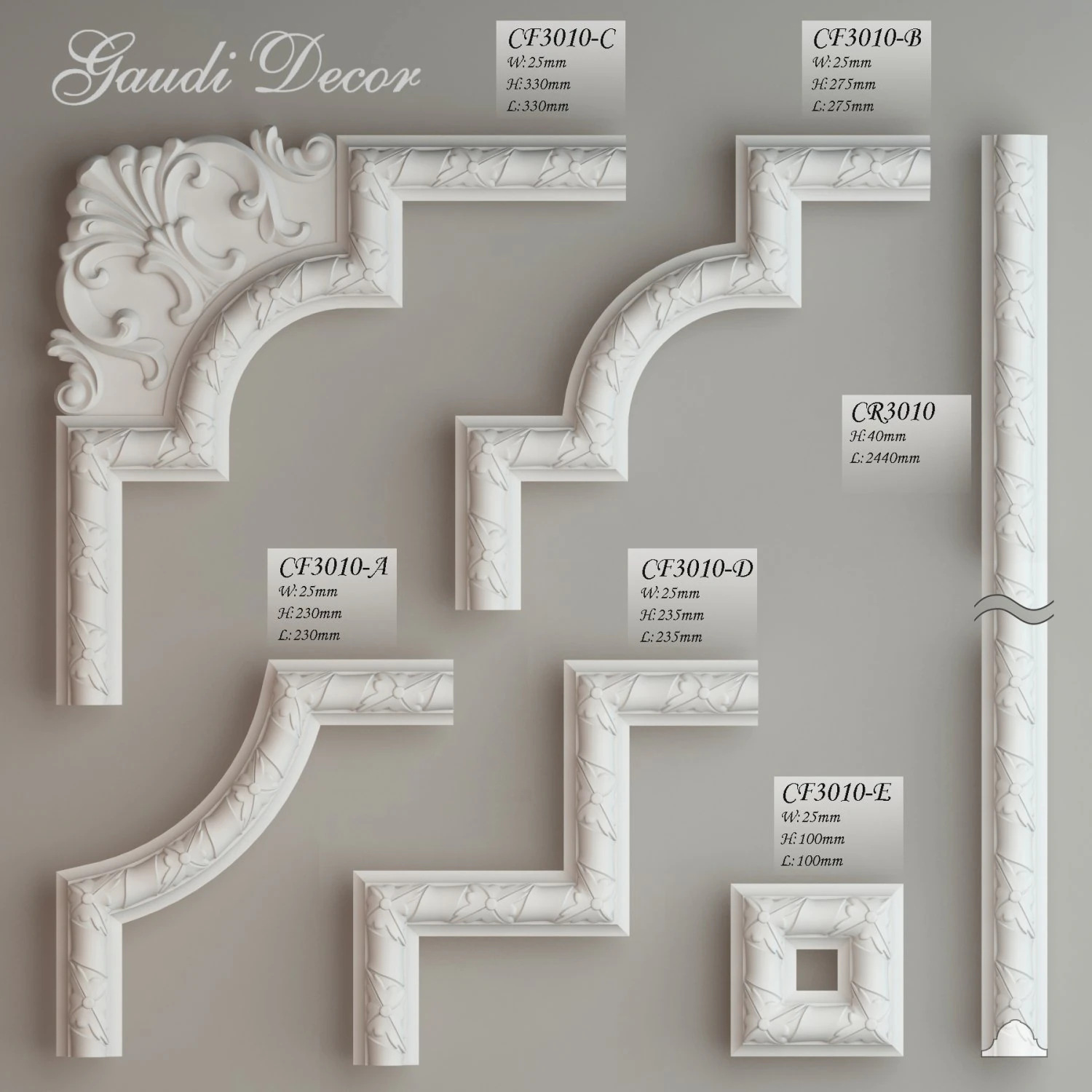 molding with corner elements gaudi decor 3D Model .c4d .max .obj .3ds .fbx .stl .blend 