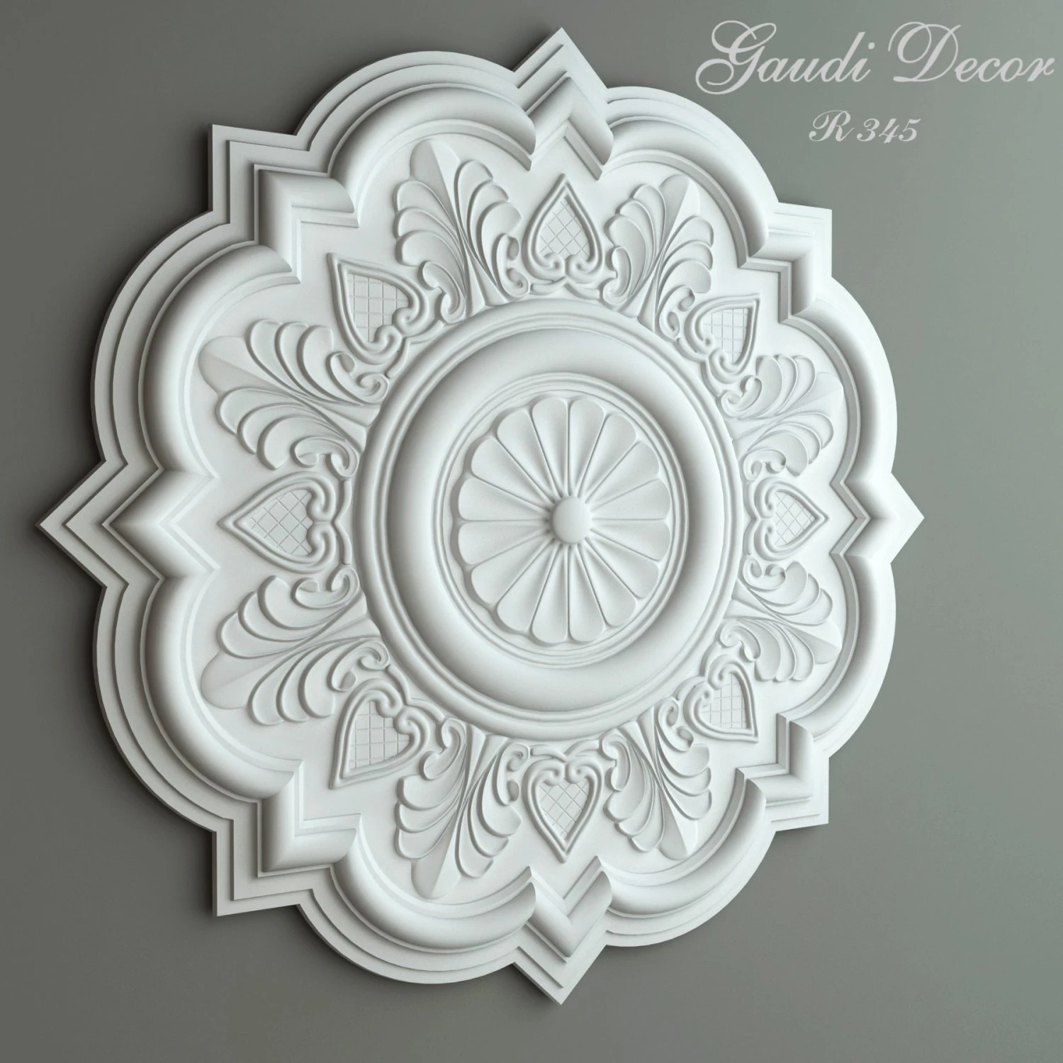 ceiling rose gaudi decor 3D Model .c4d .max .obj .3ds .fbx .stl .blend 