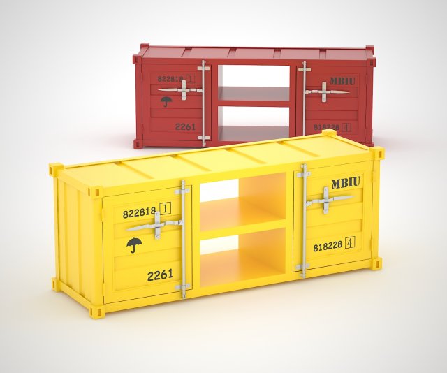 sea container hq tv cabinet Model 3D .c4d .max .obj .3ds .fbx .stl .blend 