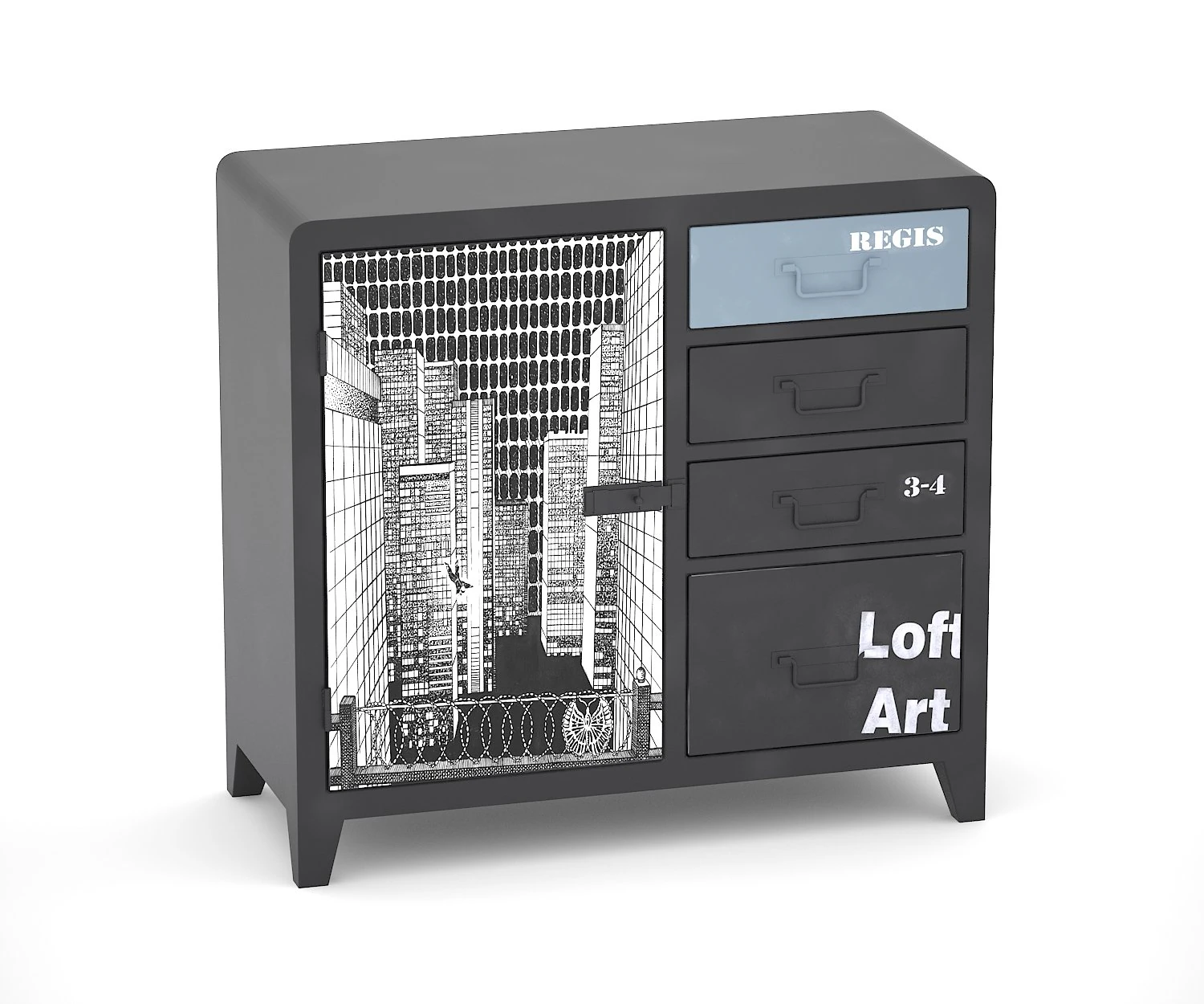 black white loft art commode 3D Model .c4d .max .obj .3ds .fbx .stl .blend 