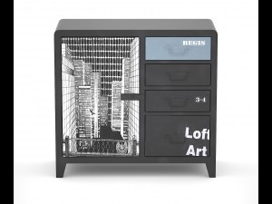 black white loft art commode 3D Model