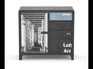 black white loft art commode 3D Model