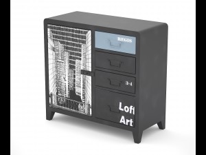 black white loft art commode 3D Model