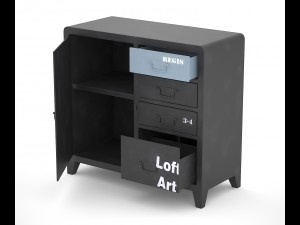 black white loft art commode 3D Model