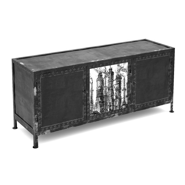 black white tv cabinet 3D Model .c4d .max .obj .3ds .fbx .stl .blend 