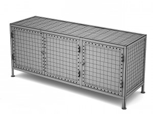 black white tv cabinet 3D Model