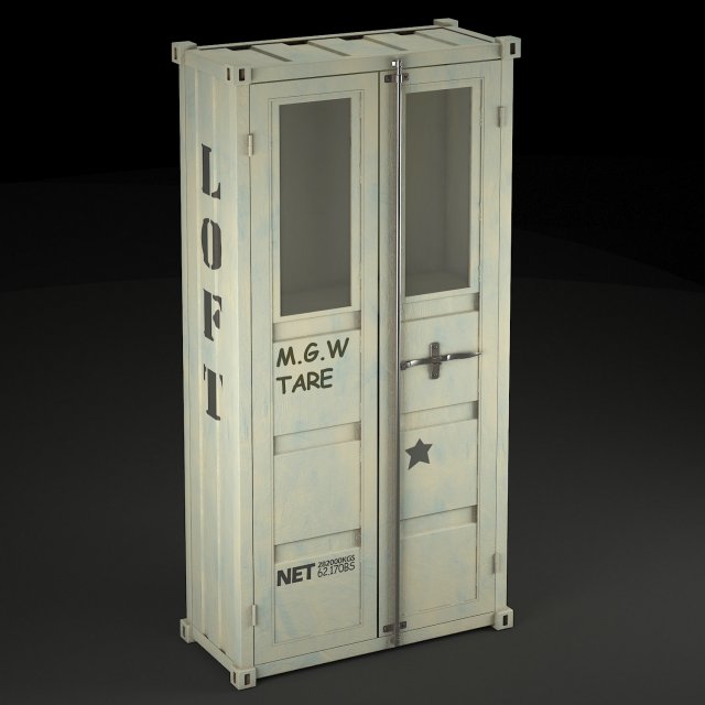sea container wardrobe in the industrial style 3D Model .c4d .max .obj .3ds .fbx .stl .blend 