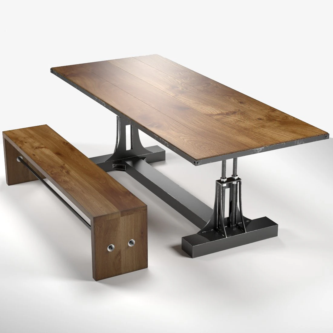 post industrial table and bench 3D Model .c4d .max .obj .3ds .fbx .stl .blend 