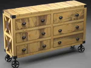 manufacture buffet-dresser on wheels in the indust 3D Model