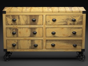 manufacture buffet-dresser on wheels in the indust 3D Model