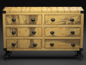 manufacture buffet-dresser on wheels in the indust 3D Model