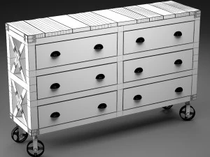 manufacture buffet-dresser on wheels in the indust 3D Model