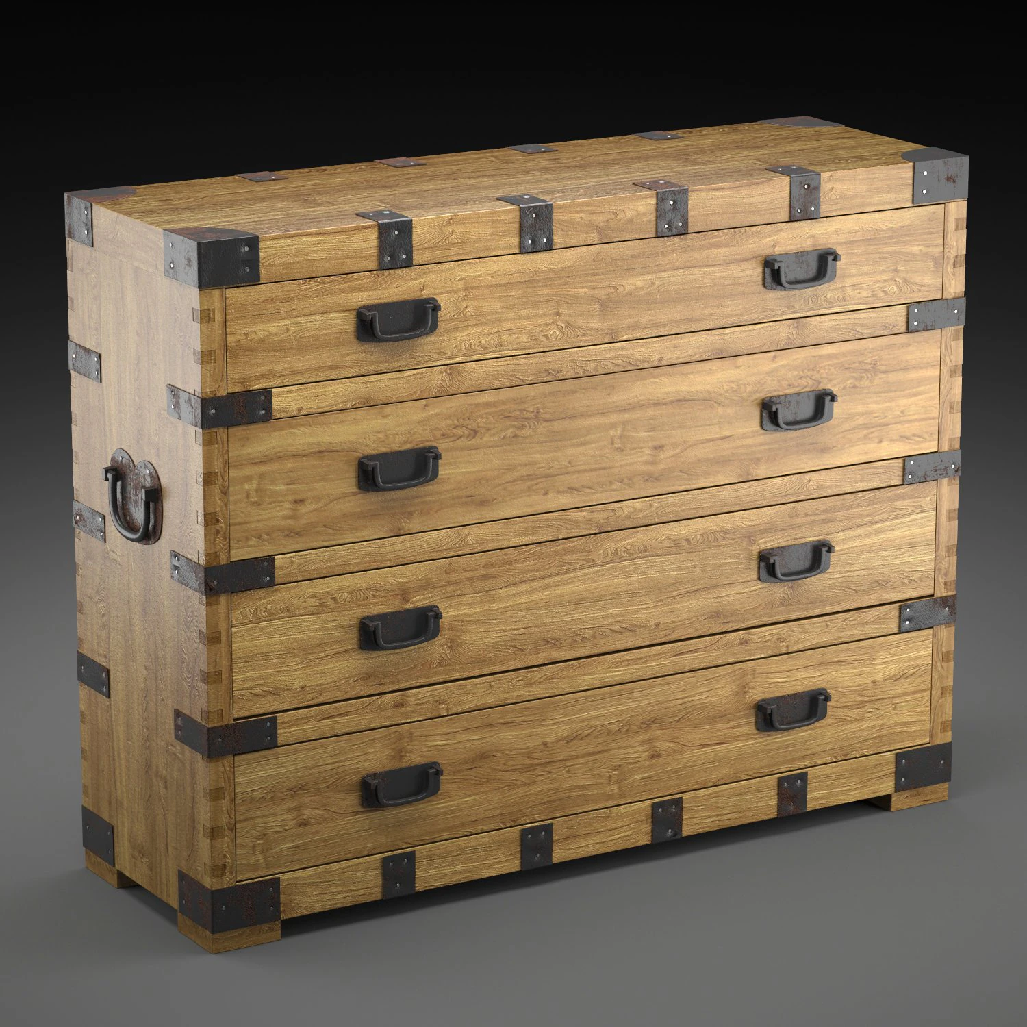 chest vintage antique oak 3D Model .c4d .max .obj .3ds .fbx .stl .blend 