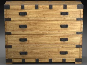 chest vintage antique oak 3D Model