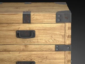 chest vintage antique oak 3D Model