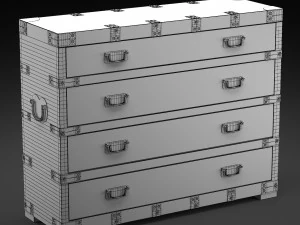 chest vintage antique oak 3D Model