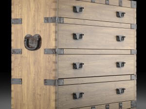 chest vintage antique oak 3D 모델