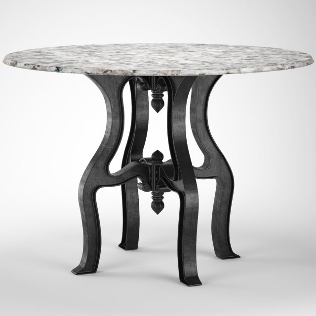 french industrial white marble dining table 3D मॉडल .c4d .max .obj .3ds .fbx .stl .blend 