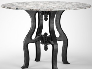 french industrial white marble dining table 3D मॉडल