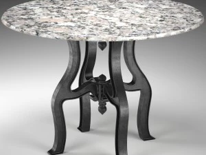 french industrial white marble dining table 3D Model