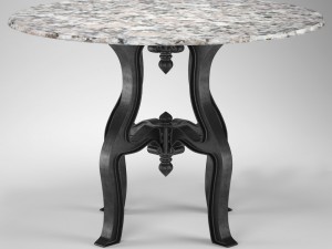french industrial white marble dining table 3D मॉडल