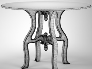 french industrial white marble dining table 3D मॉडल