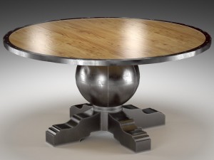 enzo industrial loft pine metal round dining table 3D Model