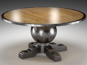 enzo industrial loft pine metal round dining table 3D Модель