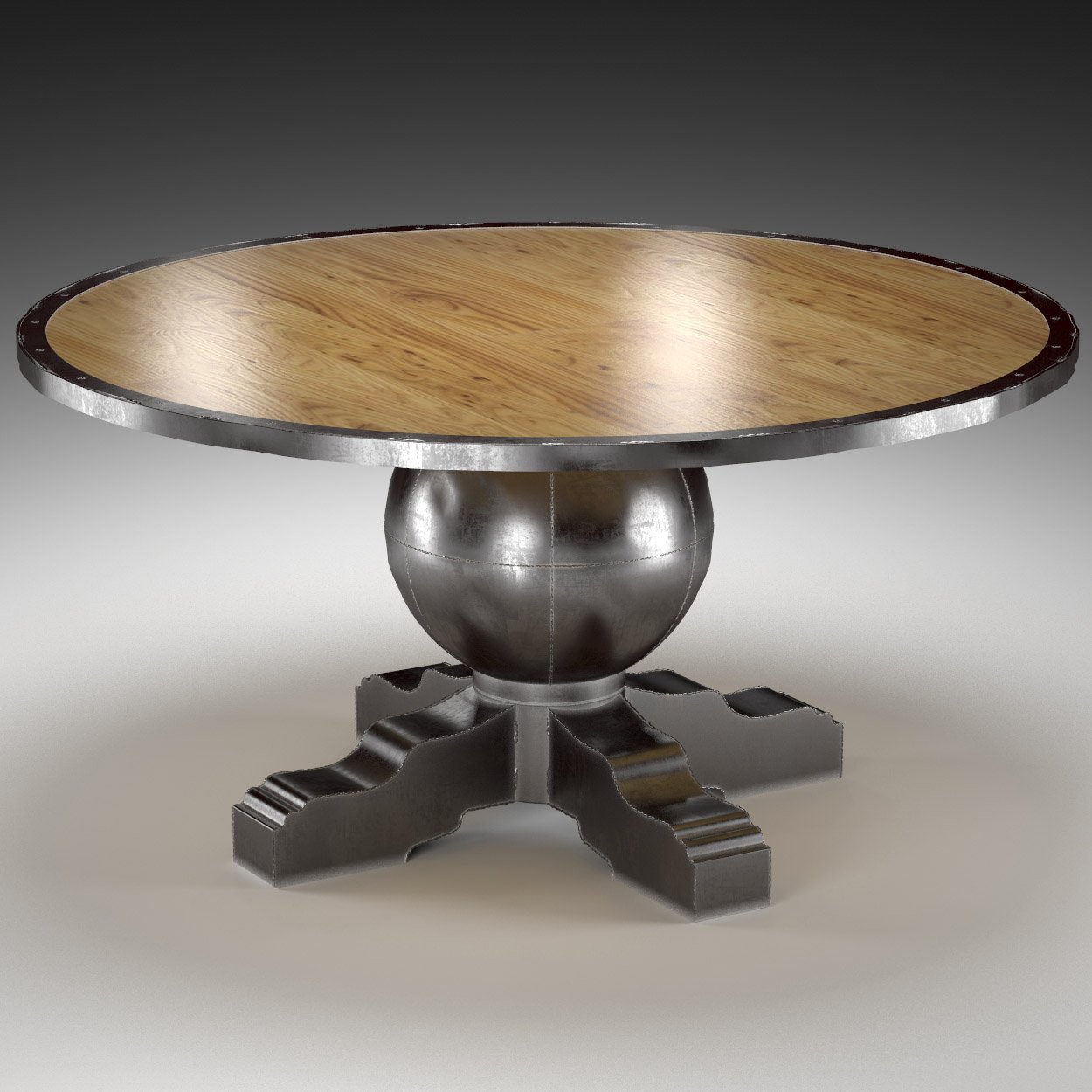 Enzo Industrial Loft Pine Metal Round Dining Table 3d Modell In