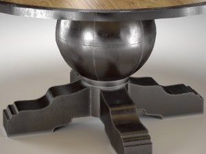 enzo industrial loft pine metal round dining table Model 3D