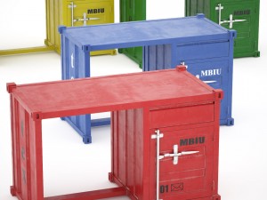 sea container desk 4 colors 3D Model