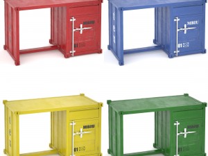 sea container desk 4 colors 3D Model