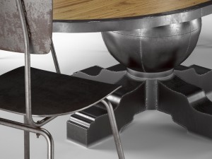 enzo industrial loft pine metal oval dining table 3D Model