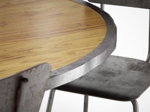 enzo industrial loft pine metal oval dining table 3D Model