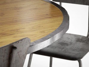 enzo industrial loft pine metal oval dining table 3D Model