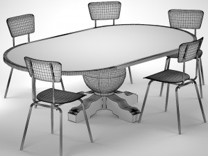 enzo industrial loft pine metal oval dining table 3D Model
