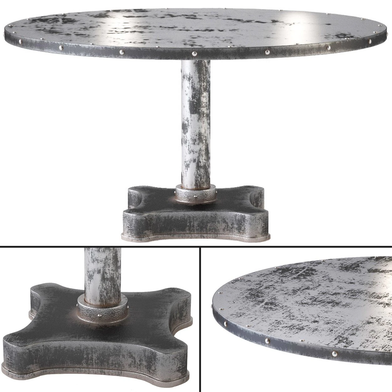 viktor industrial solid metal and cast iron dining 3D Model .c4d .max .obj .3ds .fbx .stl .blend 