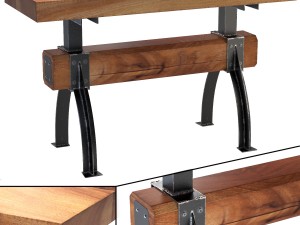 butcher block post and beam island table 3D Model