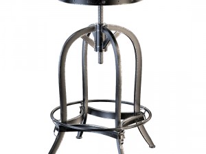 dempsey swivel iron bar stool brown leather 3D Model