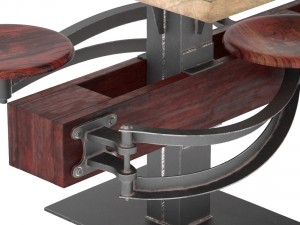 perrin communal table with attached seating 3D Model