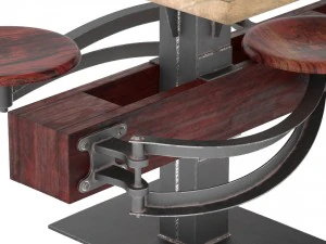 perrin communal table with attached seating 3D Model