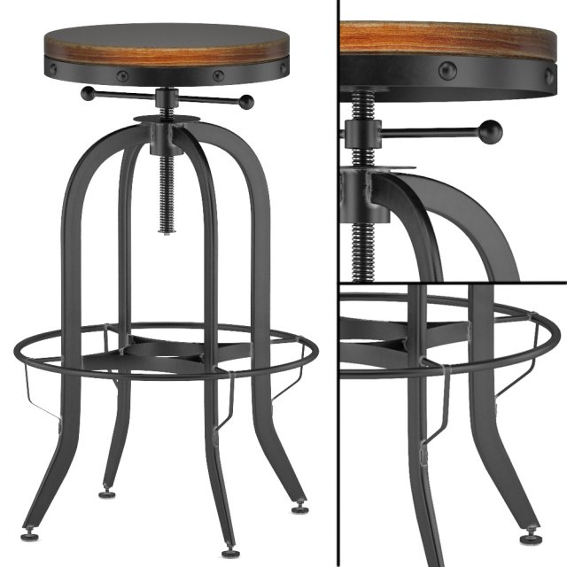 industrial vintage bar stool black Modèle 3D .c4d .max .obj .3ds .fbx .stl .blend 